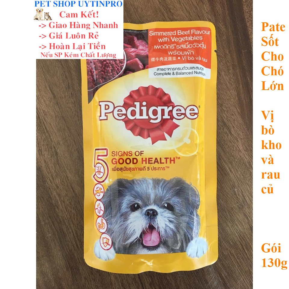 THỨC ĂN PEDIGREE DẠNG PATE SỐT CHO CHÓ LỚN Vị bò kho và rau củ Gói 130g Xuất xứ Thái Lan