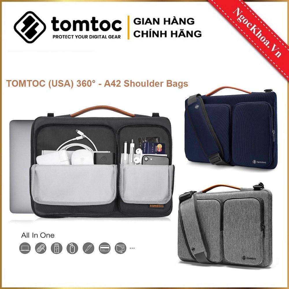 [ 3 Màu + 3 Size ] Túi Đeo TOMTOC (USA) 360* Shoulder bags cho Ultrabook/MACBOOK Pro 13/15/16 inch - A42  - 𝐍𝐊.𝐀𝐜𝐜𝐞𝐬𝐬𝐨𝐫𝐲