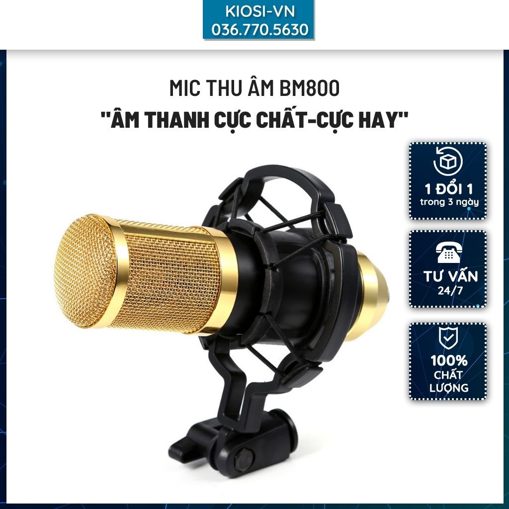 Mic thu cực tốt; Bộ Micro BM-800 Kèm Giá Đỡ Thu Âm Chuyên Dụng BM800 ÂM THANH NHƯ PHÒNG THU