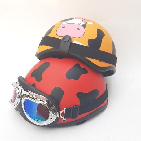 Mũ bảo hiểm nửa đầu bò sữa kèm kính UV X400, phi công , nhiều mẫu, mũ xốp ép khóa đỏ cúc bấm đồng - bảo hành 12 tháng
