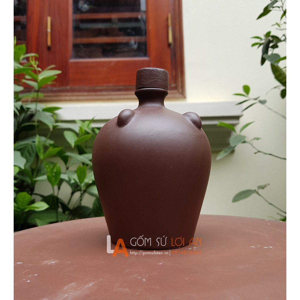 Vò rượu thô 500ml kèm 10 chén Bát Tràng