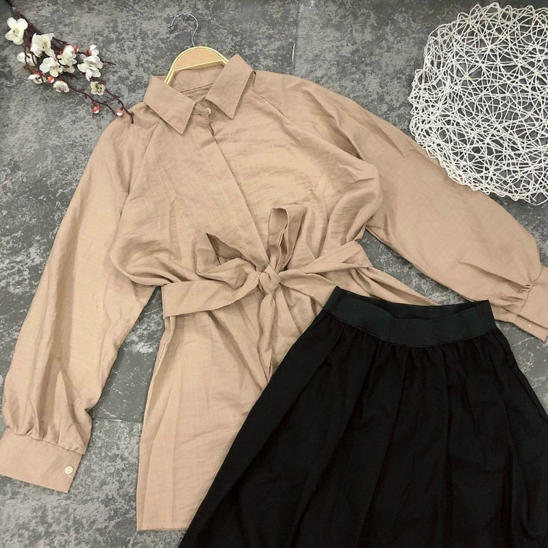 MOONES SET SƠ MI ĐŨI + CHÂN VÁY (2 MÀU TRẮNG - NUDE) | BigBuy360 - bigbuy360.vn