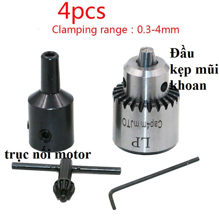 ĐẦU KẸP MŨI KHOAN MINI JTO 4MM - Trục 5mm cho motor 775,895