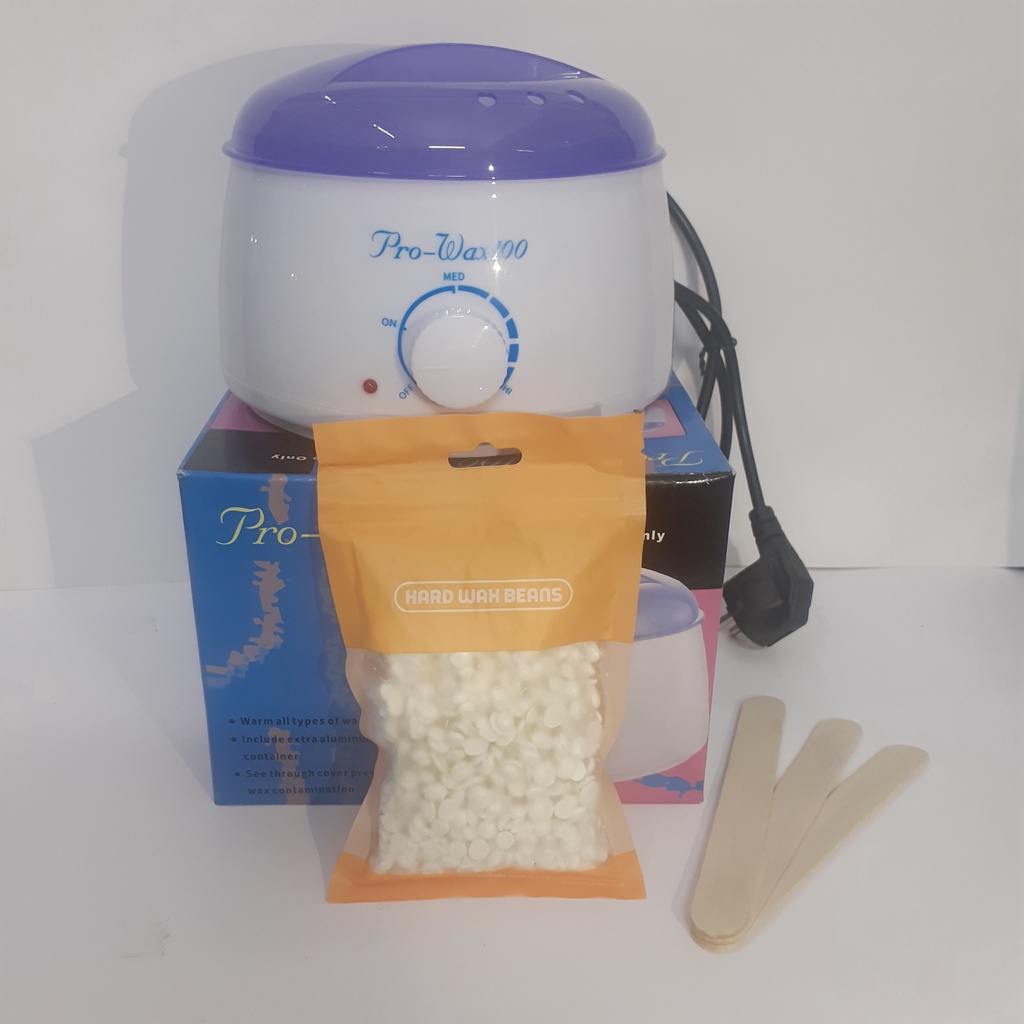 Sáp thơm hương dừa +Nồi nấu sáp triệt lông Pro wax 100 có 3 màu Đen - Trắng - Hồng, Tặng que lấy sáp