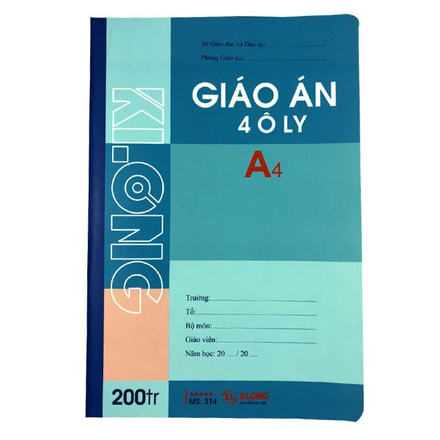 Vở Giáo Án 4 Ôly KLONG 200 Trang Mã Số 314