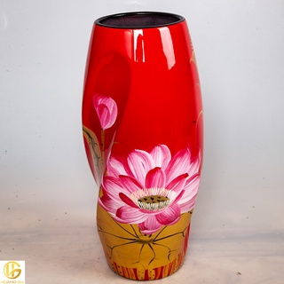 Bình dáng ovan xoắn sen đỏ 30F