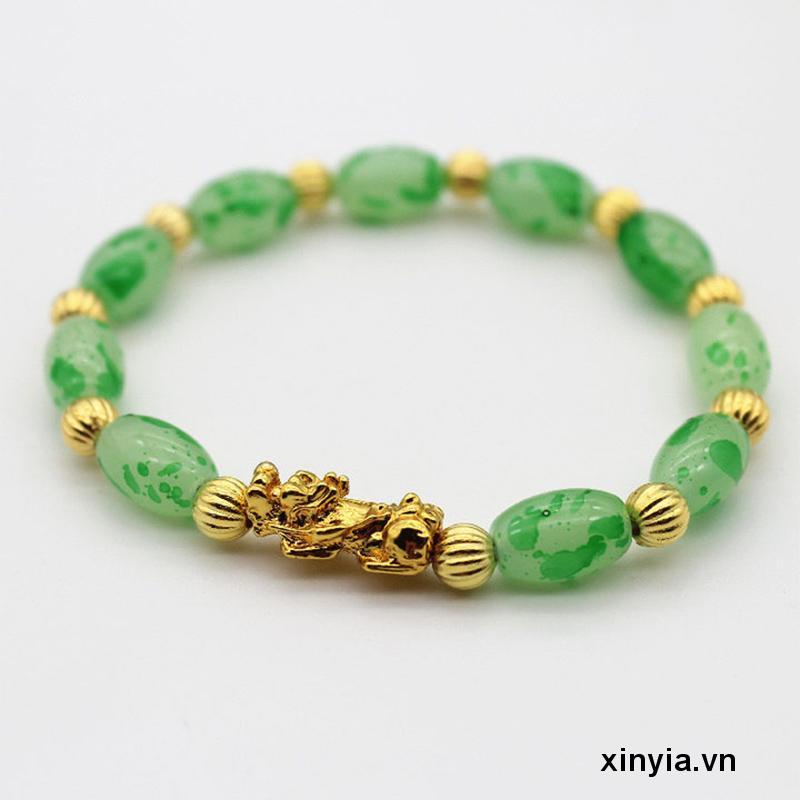 Vòng Tay Hạt Đá Mã Não Hình Oval Cứng Vàng May Mắn Cho Nữ