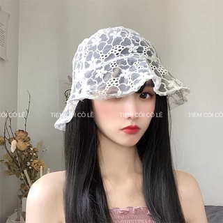Nón mềm rũ ren hoa phong cách Hàn Quốc-Tiệm Cói Cô Lê
