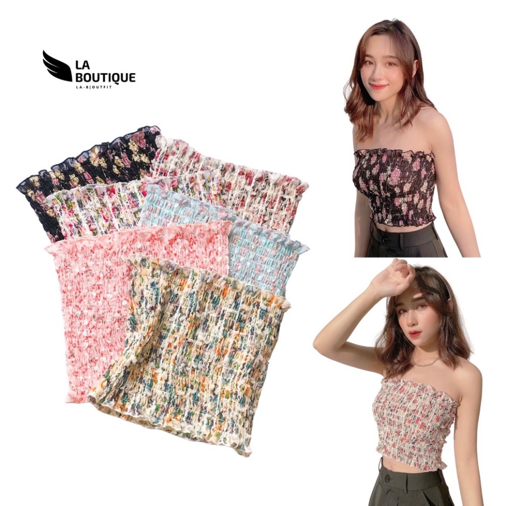 Áo Ống Nữ LABOUTIQUE Nhún Thun Hoa Nhí SM20