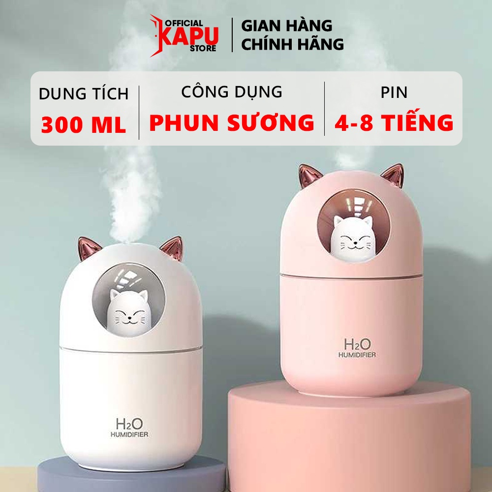 Máy phun sương mini tạo ẩm, máy xông tinh dầu hình thú, dung tích 300ML, BH 1 tháng, mẫu mới 2021