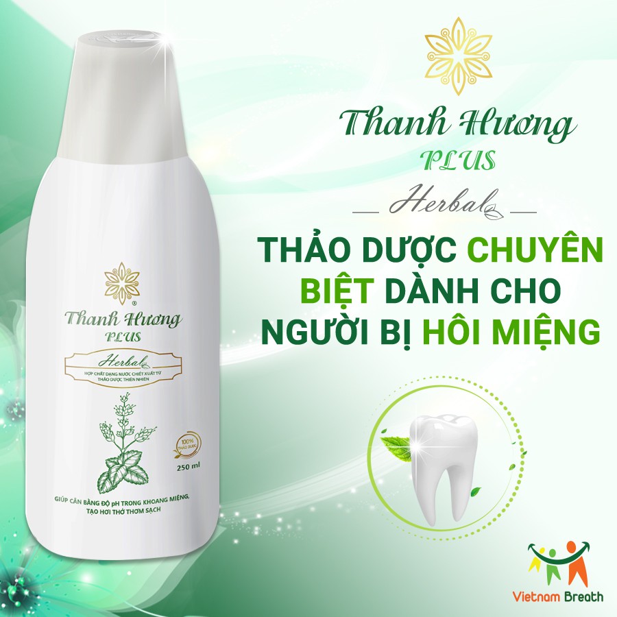Nước súc miệng thơm miệng Thanh Hương Plus 250ml - Không có cồn, an toàn sức khỏe