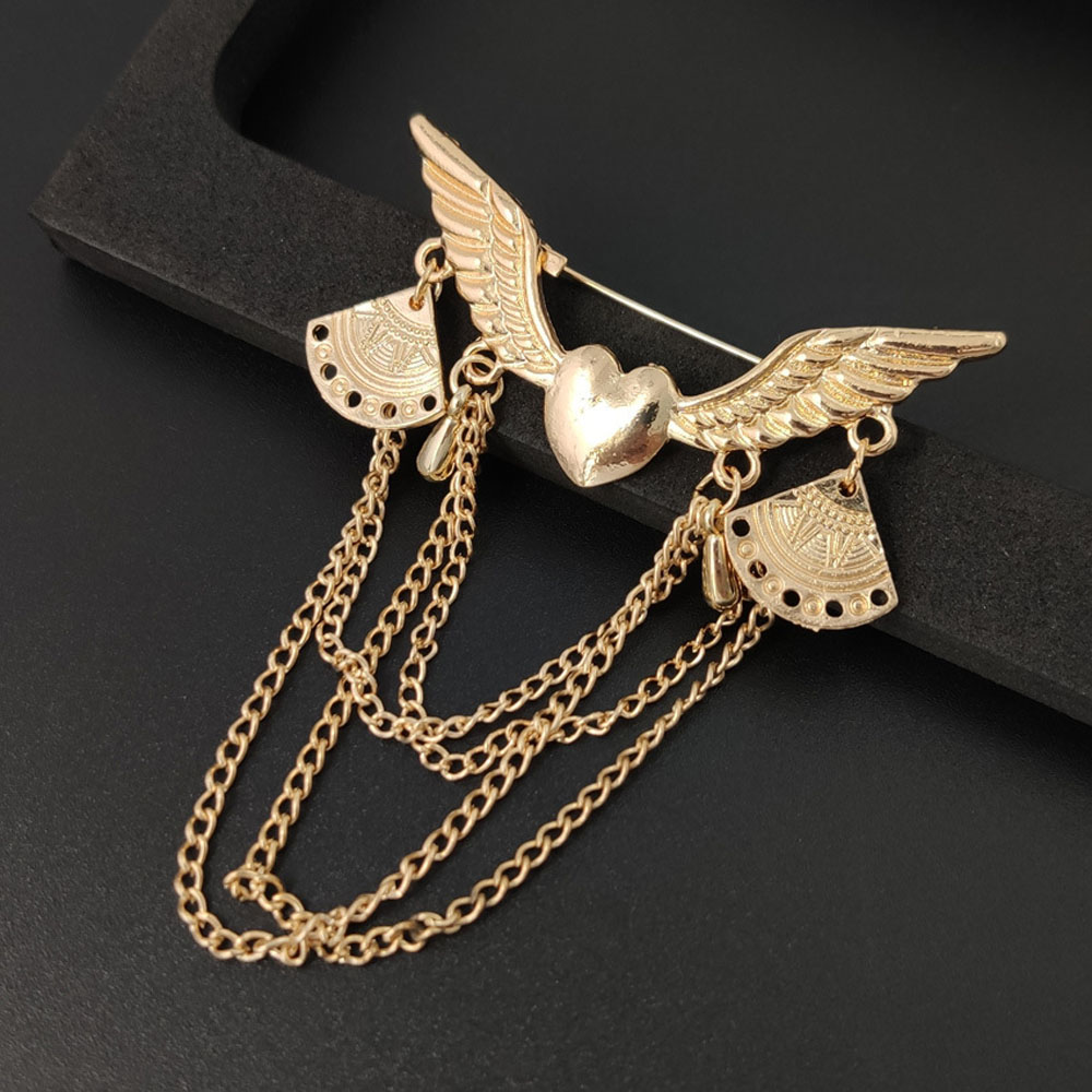 Ghim cài áo thiết kế họa tiết trái tim và đôi cánh thiên thần thời trang dành cho nam