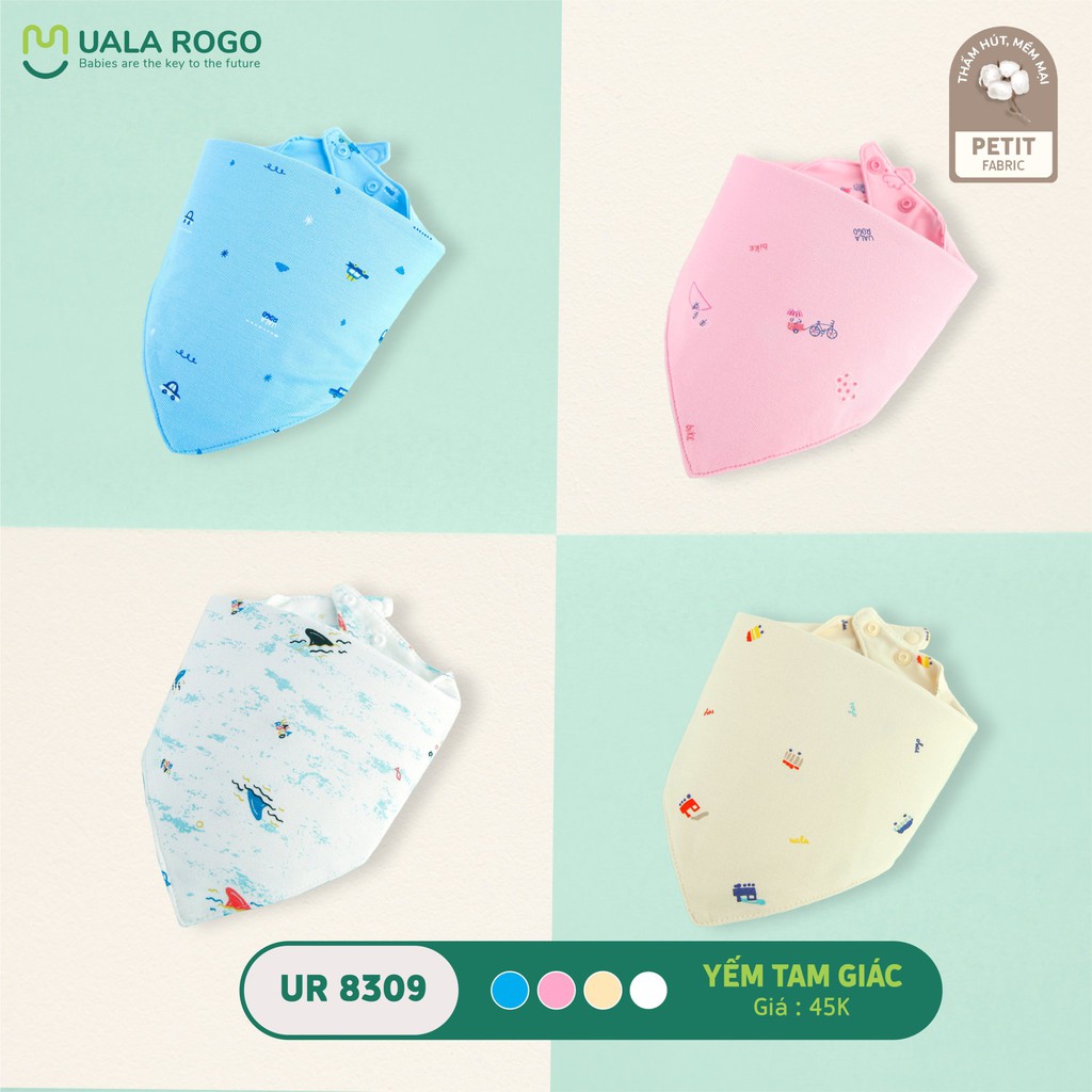 Yếm tam giác UALA &amp; ROGO sợi tre 2 cúc mỏng Size 0-2Y [ UalaRogo ]