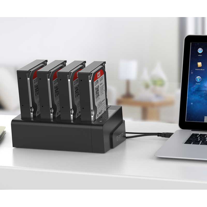 Đế ổ cứng (Docking) 4 khe cắm 3.5&quot; và 2.5&quot; SATA 3 USB 3.0 ORICO 6648US3-C-BK( ĐEN) Nhà Phân Phối Chính Hãng