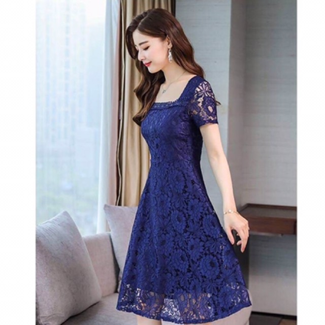 Đầm ren xoè tay ngắn 2 lớp bao xinh tay ngăn size M L XL 2Xl