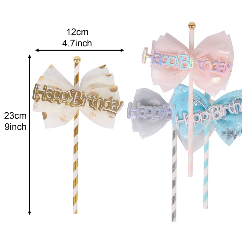 Phụ kiện trang trí bánh kem sinh nhật bằng acrylic nhiều màu