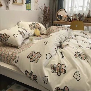 Bộ Chăn Ga Gối Cotton Poly Gấu Teddy Cute Nhập Khẩu