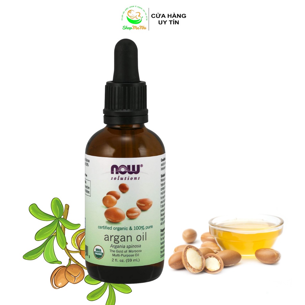 Tinh dầu Argan oil of Morocco nguyên chất hữu cơ ép lạnh Now Foods 59ml, dưỡng tóc, dưỡng ẩm da.