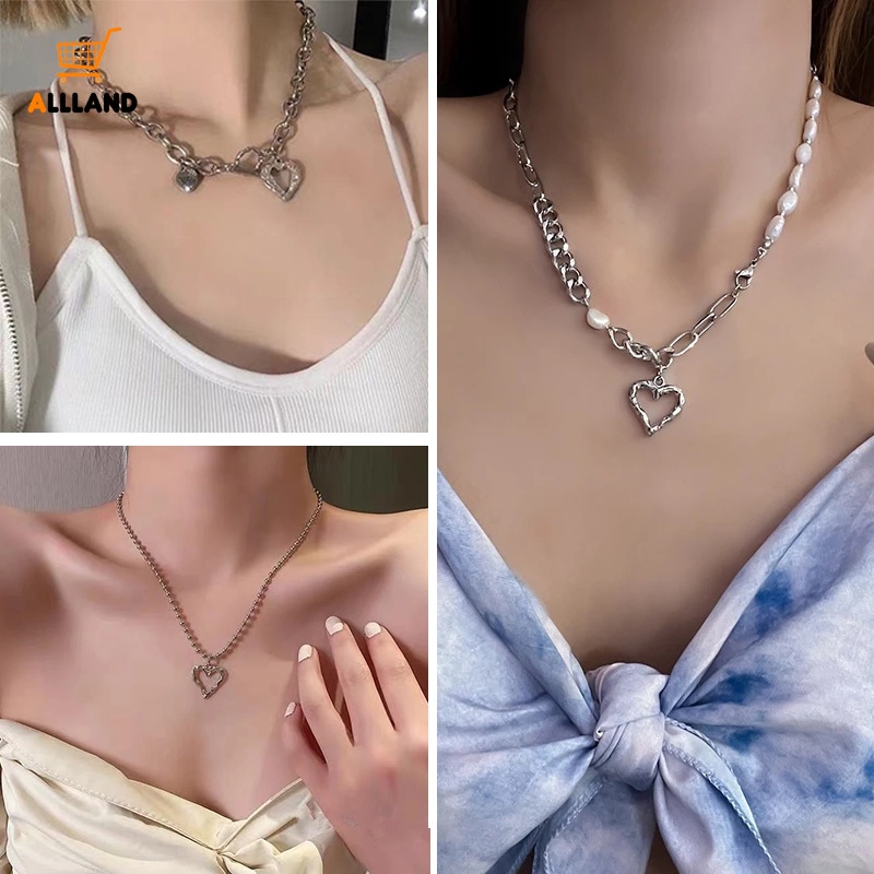 Vòng Cổ Choker Mặt Hình Trái Tim/Trái Tim Đính Ngọc Trai Phong Cách Gothic Vintage Cá Tính Dành Cho Nữ