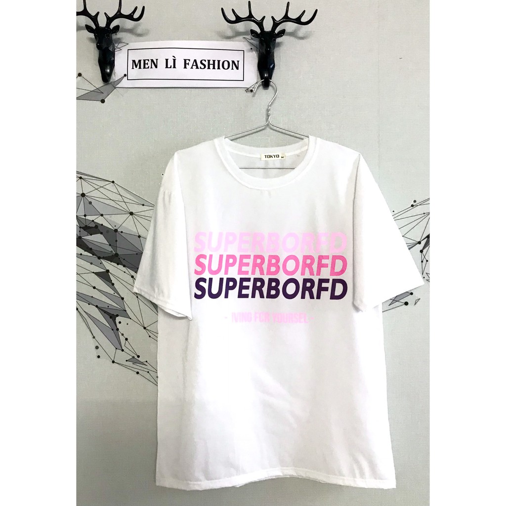 Áo Thun Unisex Nam Nữ Form Rộng Tay Lỡ Thời Trang Hàn Quốc SUPERBORFD AT54