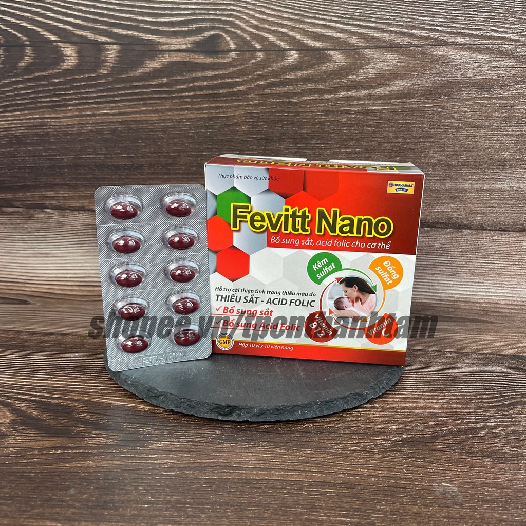 Viên uống bổ sung sắt FEVITT NANO bổ máu, cải thiện tình trạng thiếu máu - Hộp 100 viên