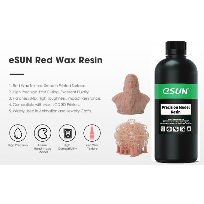 Nhựa in mô hình 3d độ chính xác cao ESUN Precision Model Resin màu Orange Red 0.5kg/Chai