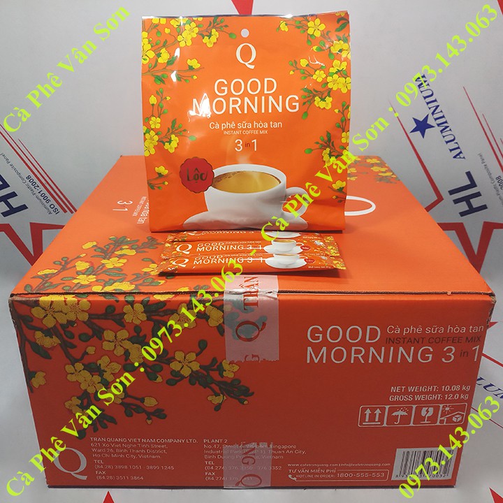 05 bịch cà phê sữa Good morning Trần Quang 480g (24 gói dài * 20g) mẫu xuân 2022