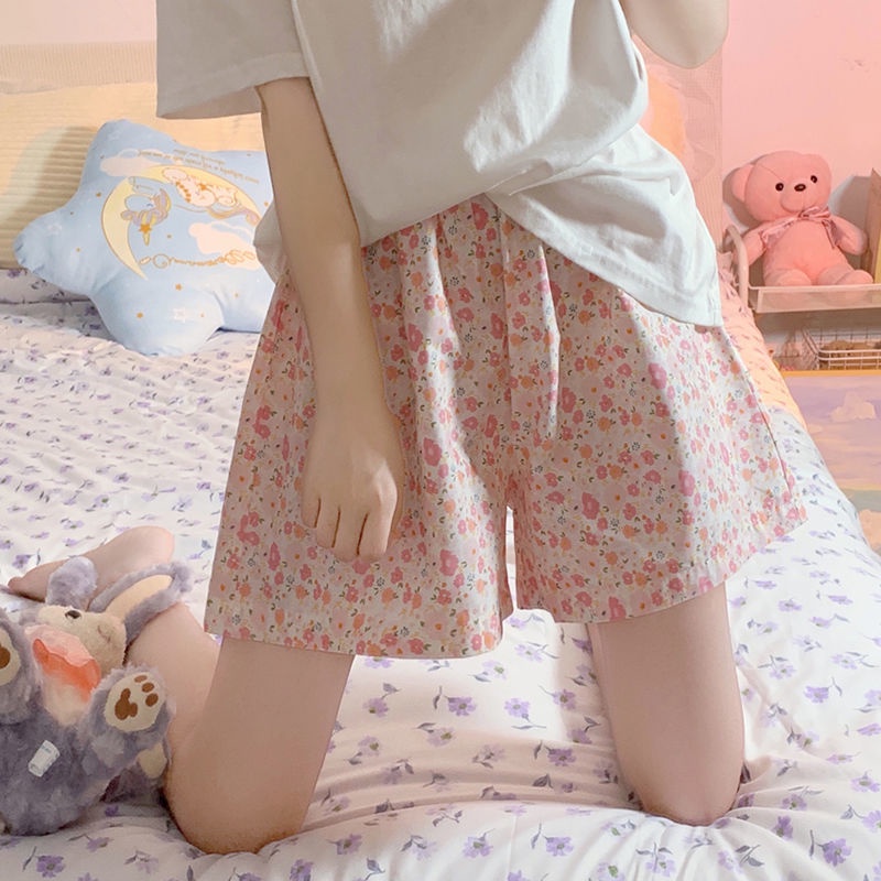 Quần Short Thể Thao Ống Rộng Lưng Cao Họa Tiết Hoa Thời Trang Mùa Hè Cho Nữ
