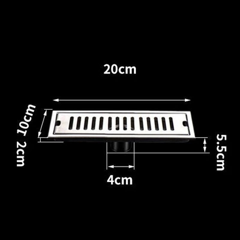 Nắp Đậy Cống Thoát Nước Sàn Nhà Tắm/Khách Sạn Hình Chữ Nhật Dài 20cm