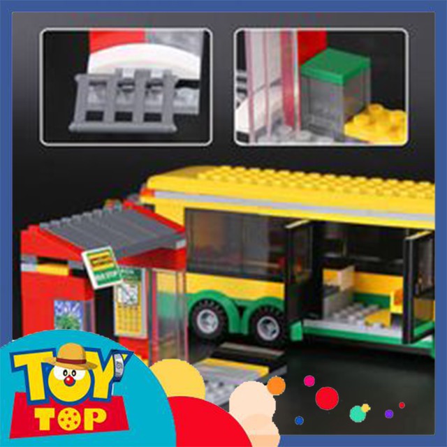 Bộ đồ chơi lắp ráp ghép City Town xếp hình trạm chờ xe ô tô buýt bus thành phố Leji 40021 / A19079 mô phỏng 60154
