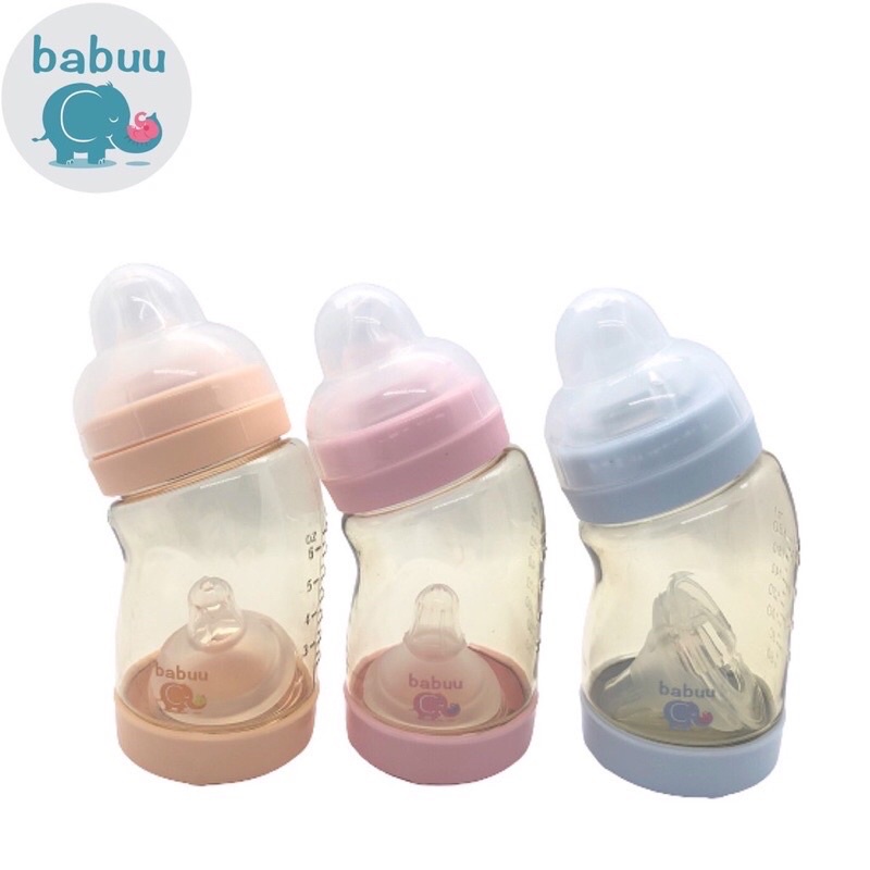 Bình sữa cong Babuu PPSU Nhật Bản 180ml/260ml tặng kèm núm