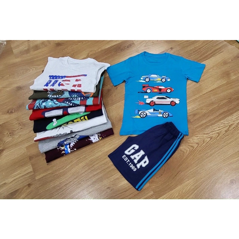 Bộ ngắn mặc nhà hình xe, khủng long, cá mập cho bé trai size đại 5-16T