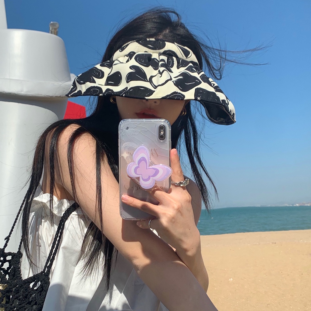 Mũ Vành Rộng Hở Đầu Chống Tia Uv Thời Trang Mùa Hè Có Viền Che Mặt Tiện Dụng