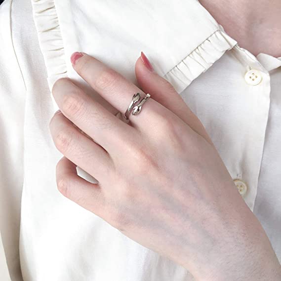 Set 2 nhẫn hở mạ bạc S925 thiết kế đơn giản sáng tạo thời trang