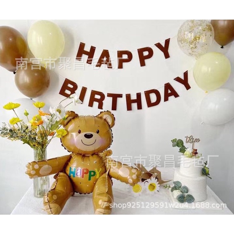 Dây Cờ Happy Birthday Màu Nâu Chất Nỉ Trang Trí Sinh Nhật Phong Cách Hàn Quốc - Yori Party