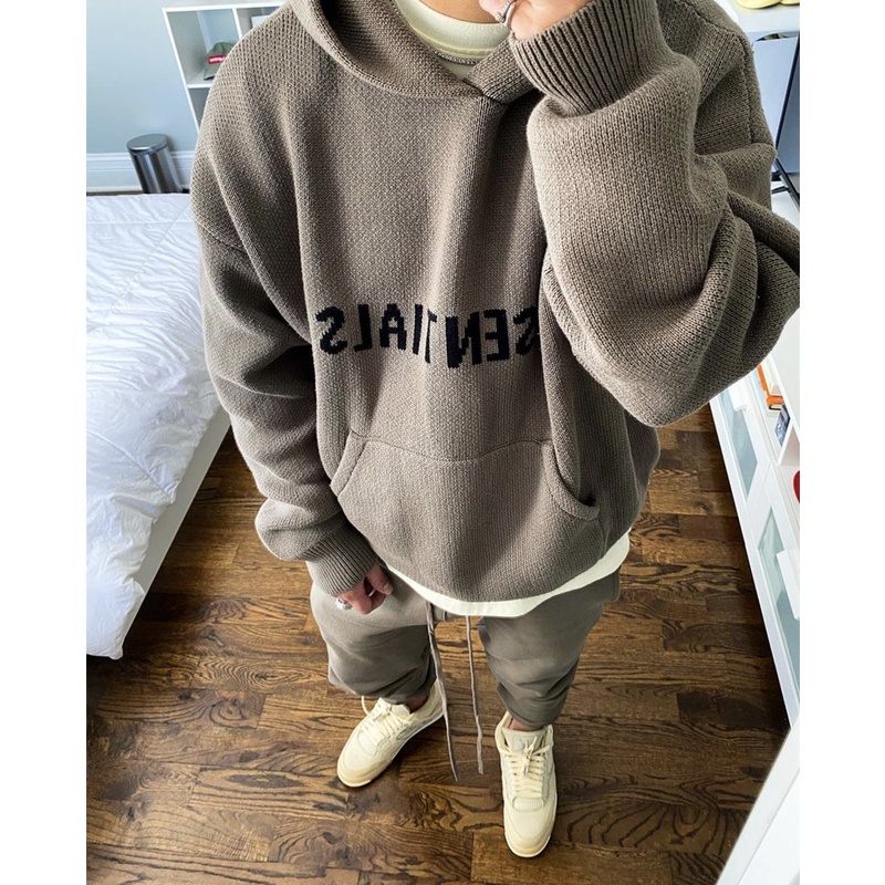 ⚡️ - Áo Hoodie Fear of God Essentials Knit Pullover Hoodie  TAUPE, áo hoodie len FOG ESSENTIALS