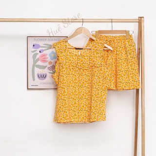 Bộ lụa mango sát nách đồ bộ hoa nhí dễ thương freesize