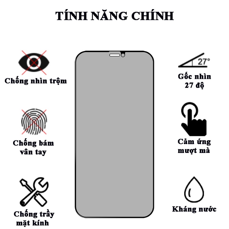 [Hot 2021 - iPhone 13] Cường lực màn hình chống nhìn trộm iPhone 13 13 Pro 13 Pro max full màn cao cấp - Sieu cao cấp