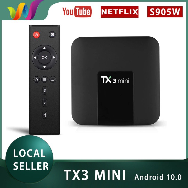 Android Tivi box TX3 Mini Tìm kiếm giọng nói Rom Gốc  Android 9.0 Amlogic S905W 2G 16G 4K H.265 2.4G 5G Hai Cổng Wifi