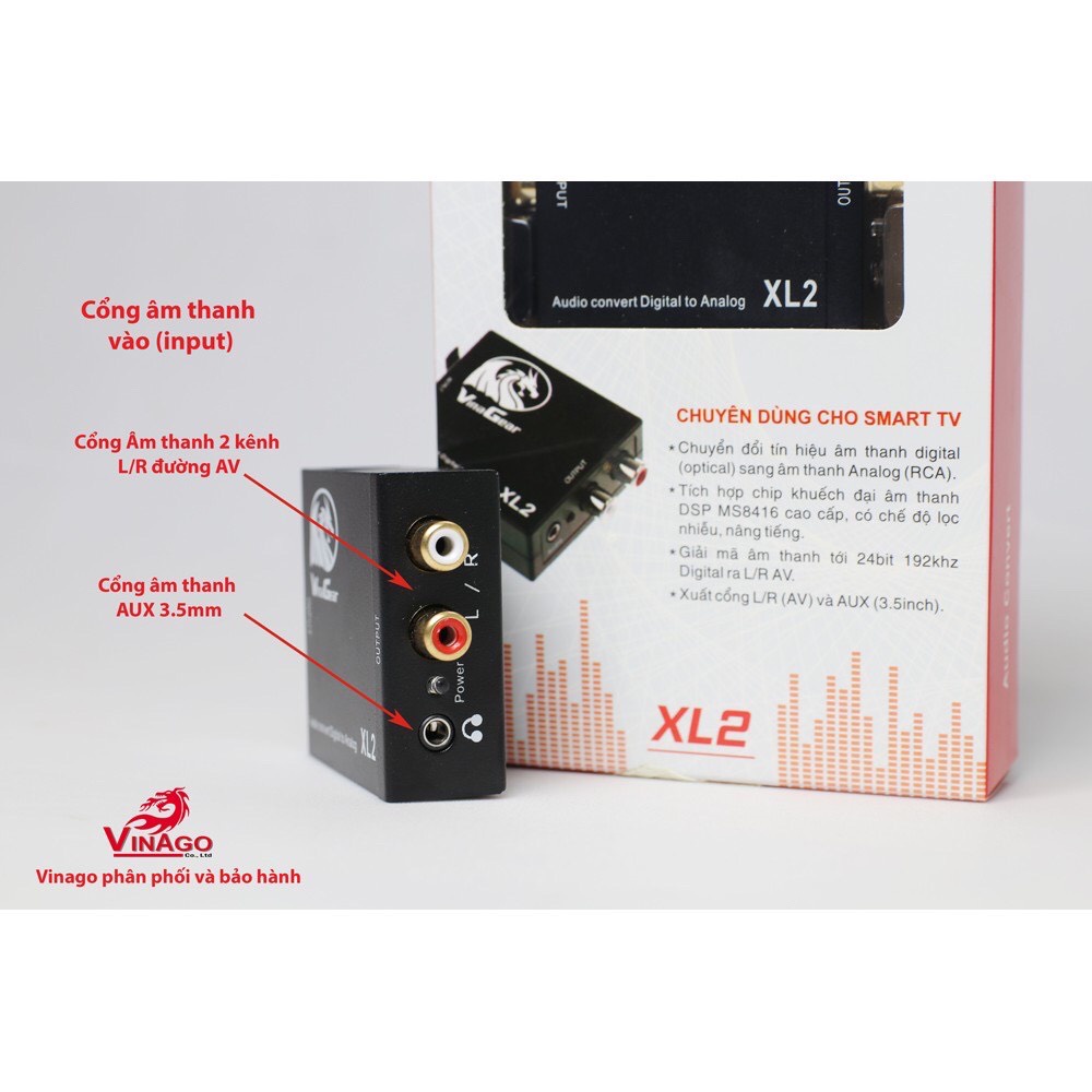 Bộ Chuyển Âm Thanh Quang Optical XL2  Sang Audio AV Ra Amply + Cáp Optical - Bộ Chuyển Đổi Tín Hiệu Cổng 3.5mm