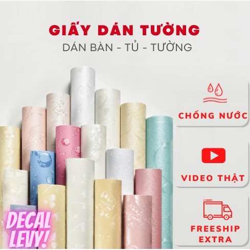 Giấy dán tường 3D hoa văn nổi hiện đại sang trọng có keo sẵn Cuộn dài 10m [Giá rẻ]