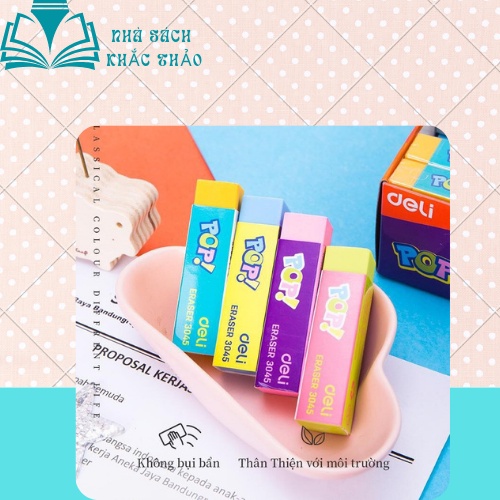 Tẩy 2B Deli, Xanh Dương/Vàng/Xanh Lá - 1 viên - E3045
