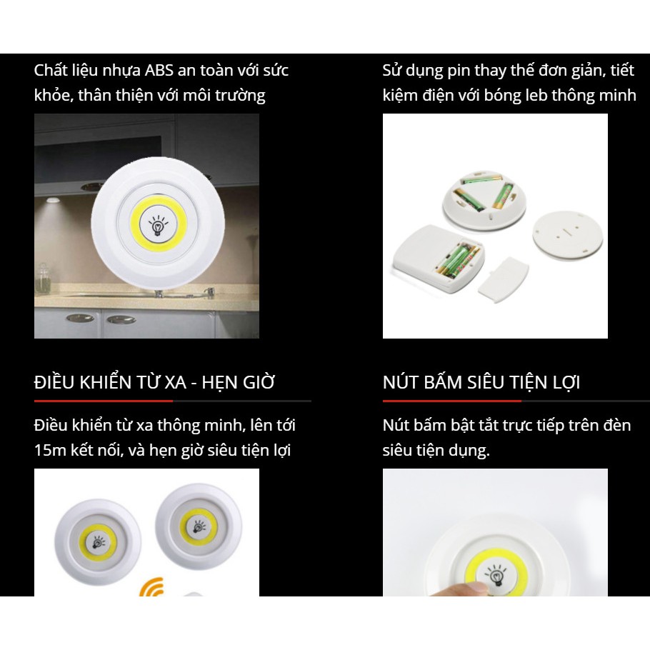 Đèn led thông minh dán tường, Bộ 3 đèn điều khiển từ xa [ĐÈM-LED-MORO]