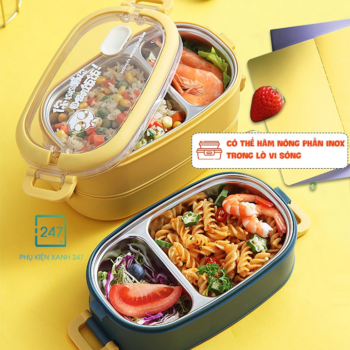 Hộp cơm văn phòng, INOX 304 cao cấp, giữ nhiệt, bảo quản thức ăn siêu tốt, 2 tầng lúa mạnh an toàn cho sức khỏe | BigBuy360 - bigbuy360.vn