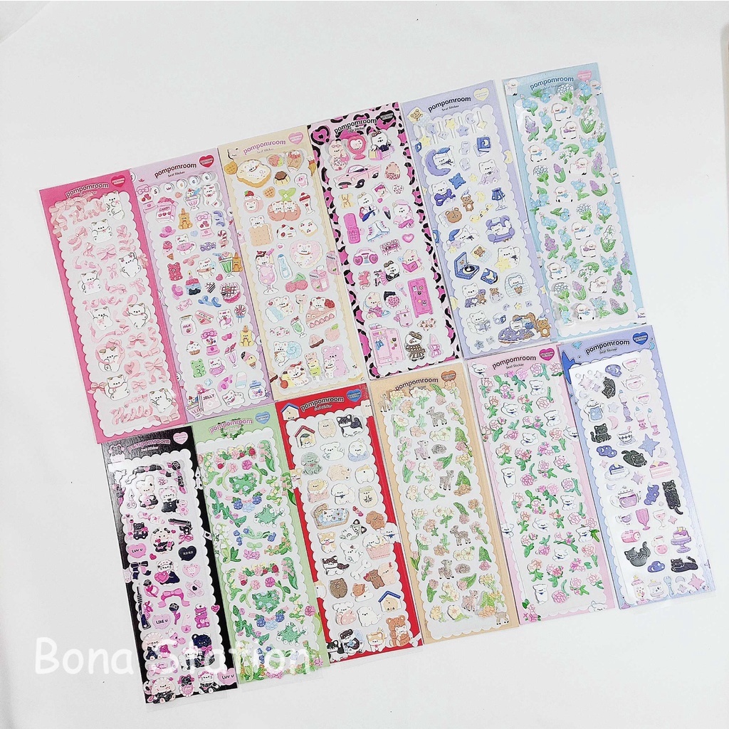 Sticker hình dán Pompomroom trang trí toploader và sổ tay bullet journal | BST130