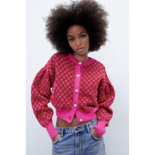 Áo len croptop kèm váy len Zara xuất dư