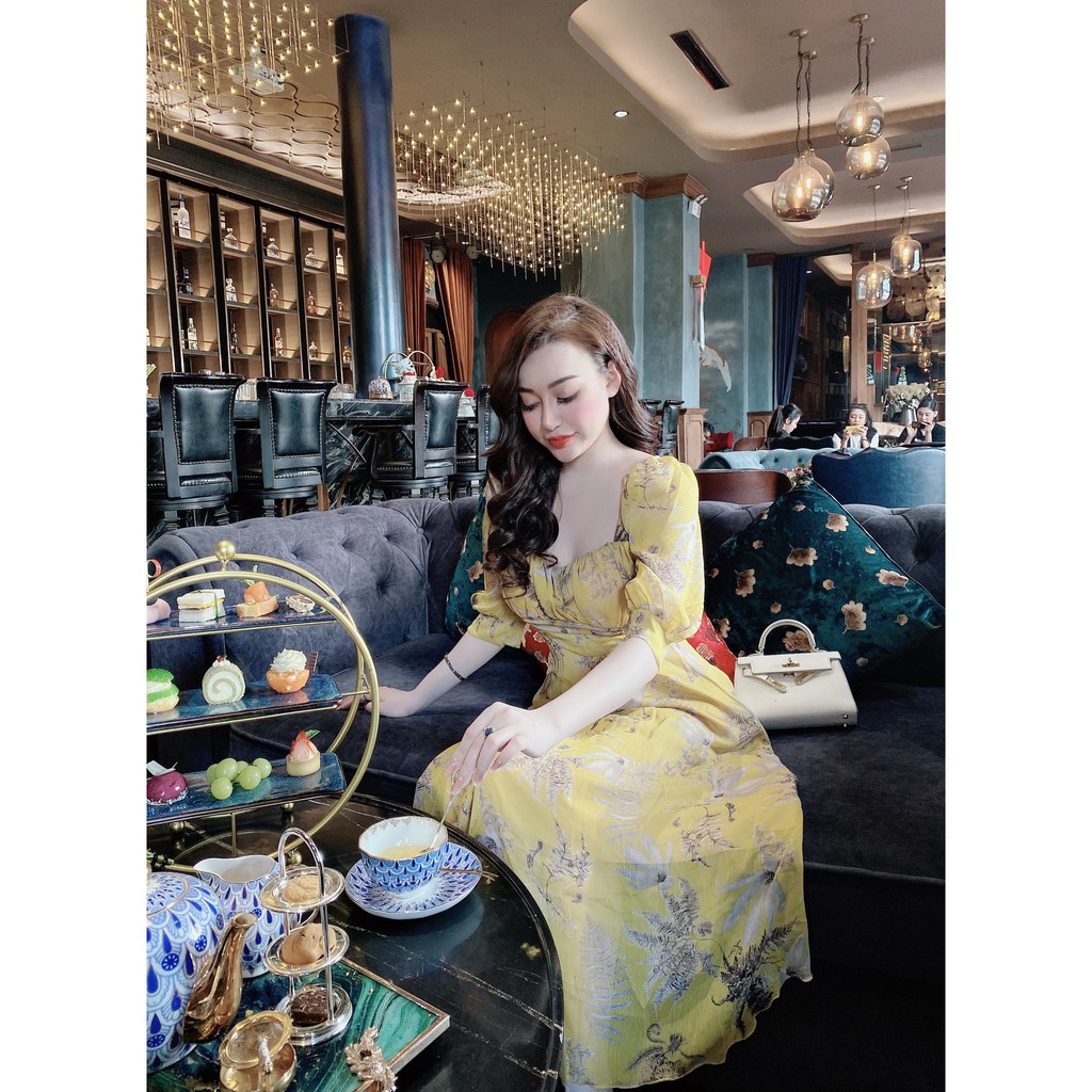 [CH02] Đầm Maxi Hoa Tơ Cổ Vuông Tay Lỡ Dành Cho Nàng Đi Chơi, Đi Biển - 2 Màu Xanh, Vàng - ẢNH THẬT | BigBuy360 - bigbuy360.vn