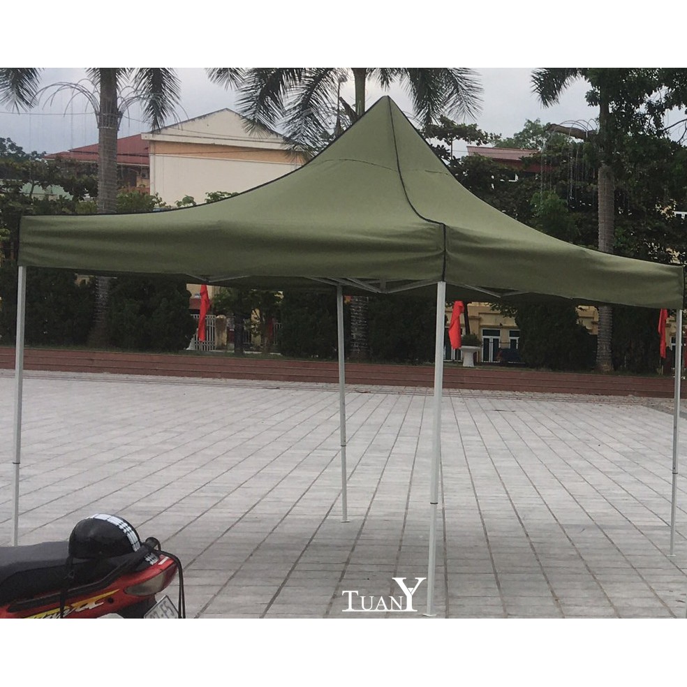 Nhà bạt di động 3mx3m hàng Việt Nam, lều bạt dã ngoại đa năng (bạt màu xanh rêu bộ đội)