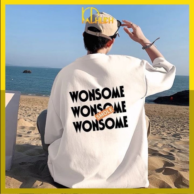 Áo thun tay lỡ nam nữ WONSOME, hàng cotton dày dặn bao đep