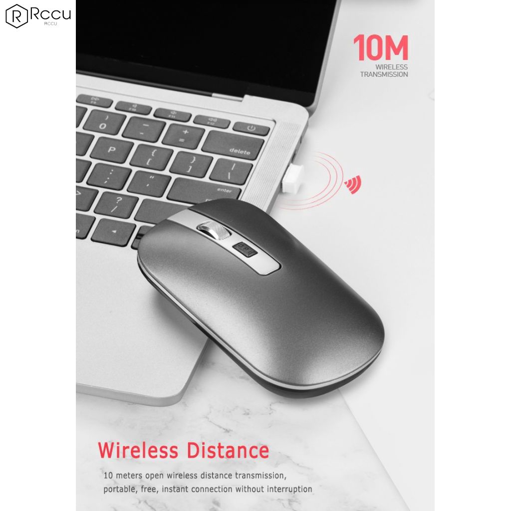 2.4G Wireless Mouse Bluetooth 5.1 Silent Dual Mode USB Rechargeable Mouse ABS+Metal Ⓡ